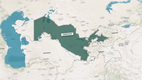 Borders of the state of Uzbekistan on the map