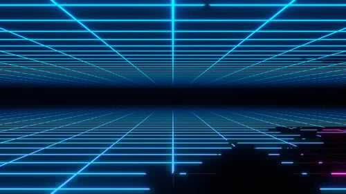 Cyan And Pink Neon Retro Grid Background Vj Loop In 4K