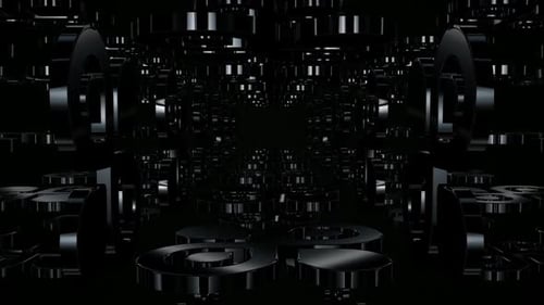 Geschäftshintergrund mit rotierenden schwarzen Formen, Reflexion, 3D-Render, Figuren, exklusiv
