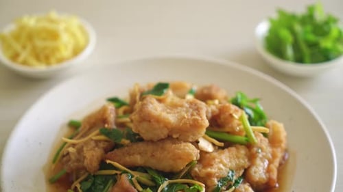 Stir Fried Fish with Chinese Celery - Asian food style