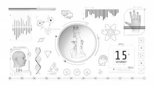 Monochrome Infographics on the Theme of Microscopy and Biomedical Research