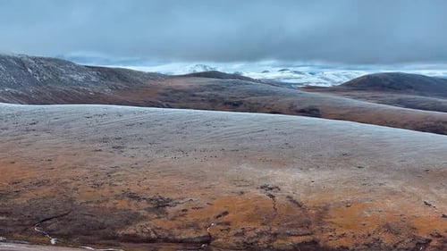 Aerial view of snow-capped mountains,