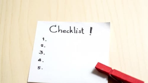 Zoom in a checklist office space document minimalist close-up organization tips