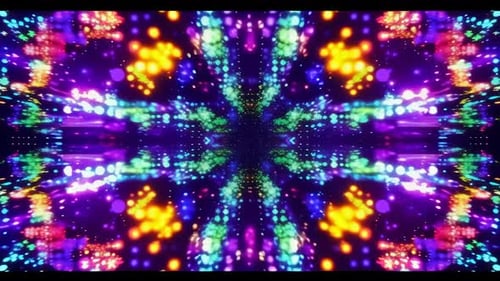 VJ Loop Motion Background of Glowing Colorful Dots Forming S