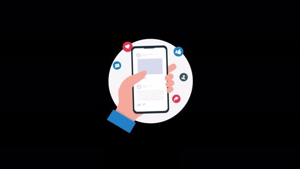 Animated Hand Scrolling Smartphone Social Media Feed with Reactions ...