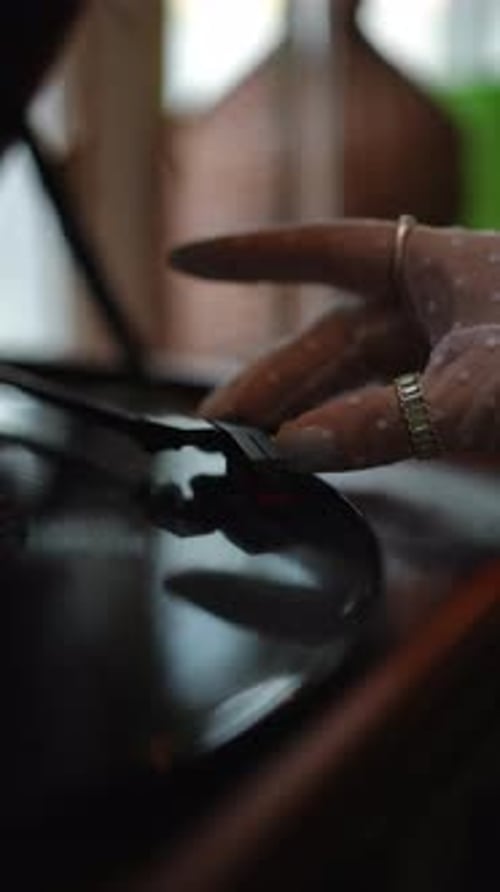A Captivating Moment Beautifully Captured with a Stunning Vinyl Record Player Display