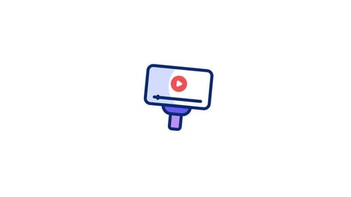 Animated Flat Design Video Player Icon with Progress Bar