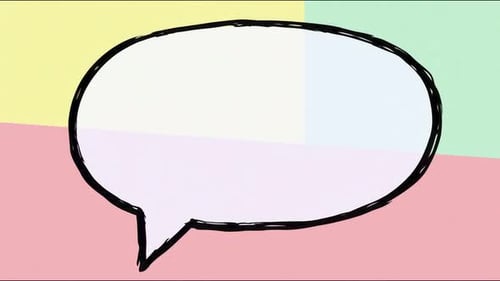 Ciclo de burbujas de diálogo dibujadas a mano que se abren y se deslizan, animación digital en bucle sin fisuras para diálogos y