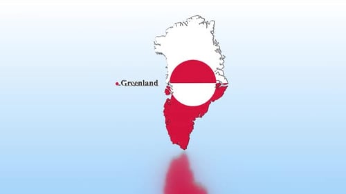 Greenland 3D Map Rotating Animation with National Flag