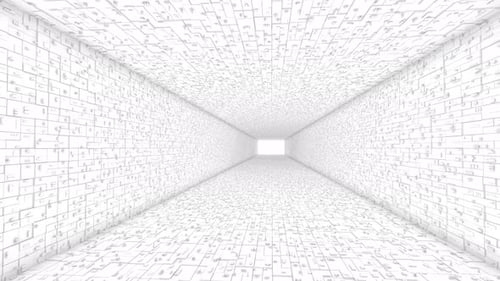 Introducción a un túnel blanco con cajas capaz de recorrer sin fin