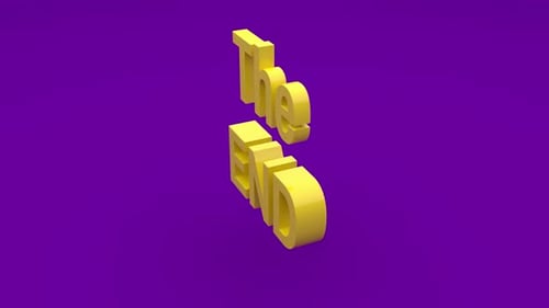 3D Yellow Text 'The End' Rotating Animation