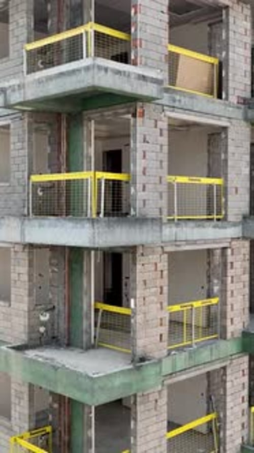 Vertical Video Aerial View Construction Site Work on Site