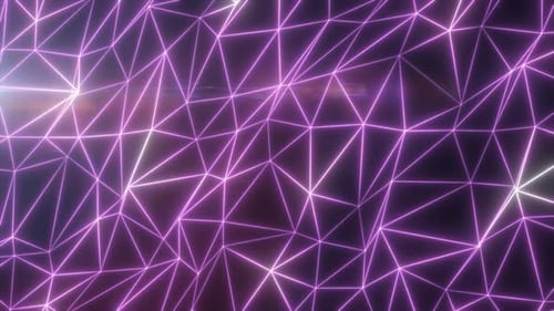Patrón de malla geométrica de neón rosa brillante con líneas de red luminosas y reflejos de luz suaves