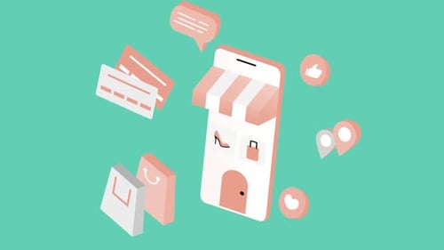 Flat Design Mobile Online Shopping and E-commerce Application Animation