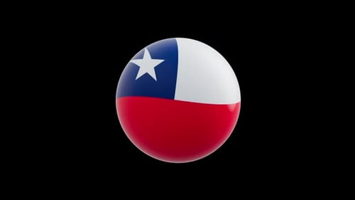 Glossy 3D Sphere Chile National Flag Seamless Loop Animation