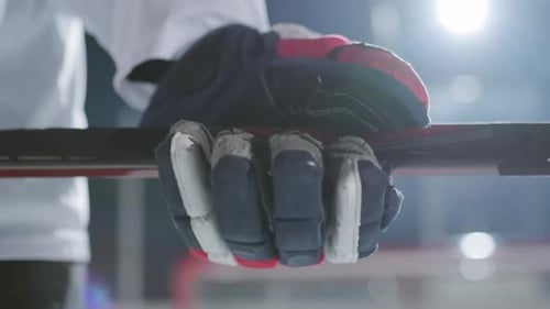 Player Holding Hockey Stick In Hand