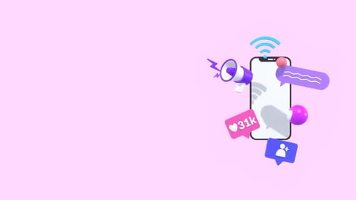 Social Media Marketing Engagement on Smartphone Animation