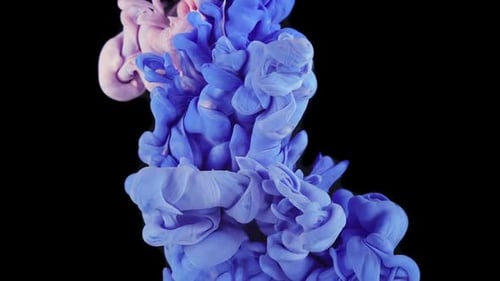 Swirling Pink and Blue Ink on Black