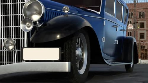 Classic Blue Vintage Car 3D Rotation Animation