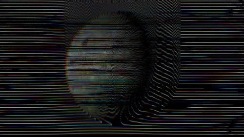 Abstract Glitch Effect with Digital Scanlines and Color Distortion