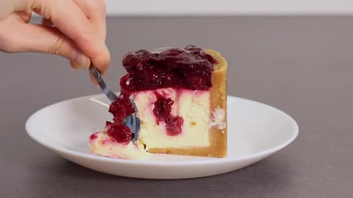Dessert with cherries crumbles and breaks