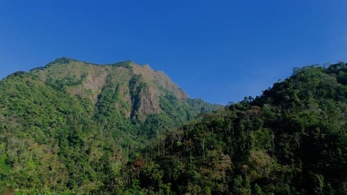 Aerial view of beautiful green mountain in the morning