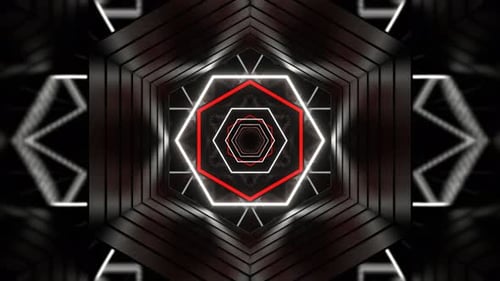 Red And White Mirror Neon Prism Of Space Background VJ Loop In 4K