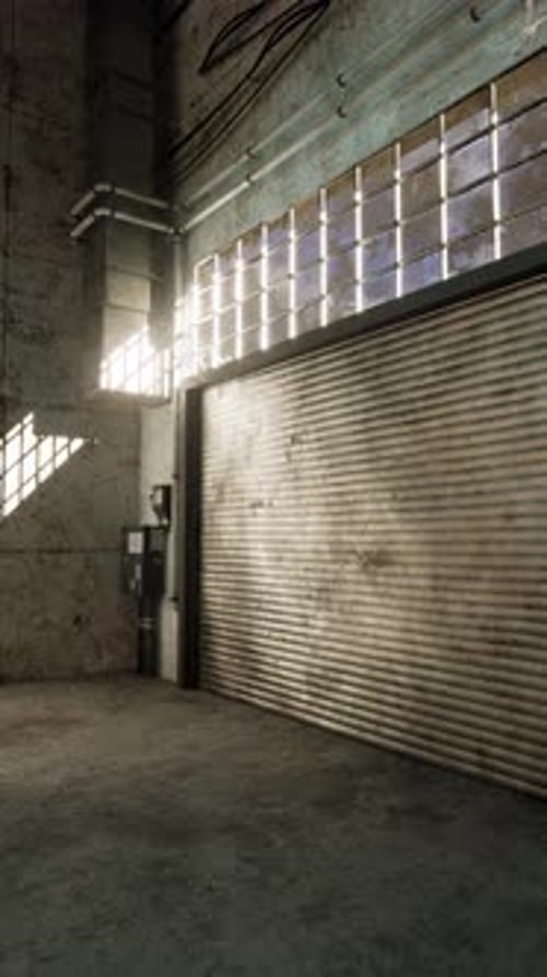 Empty Garage With Closed Door