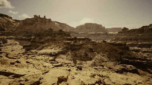 Bright Midday View Highlighting Geological Layers and Rough Textures