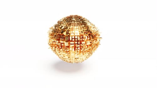 Modern Golden Geometric Sphere Rotating Animation