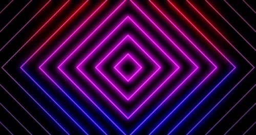Neon Geometric Rhombus Tunnel Loop Background