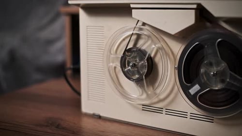 Vintage Reel-to-Reel Tape Recorder Spinning