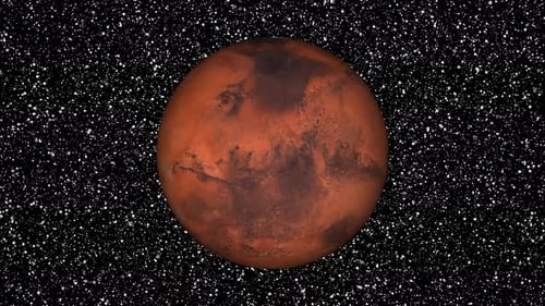 Realistic 3D Mars Planet Rotation in Starry Space