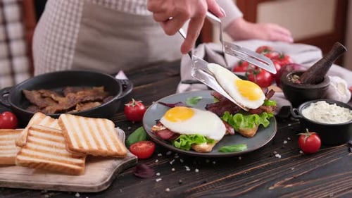 Delicious Egg Sandwich with Crispy Bacon for Breakfast