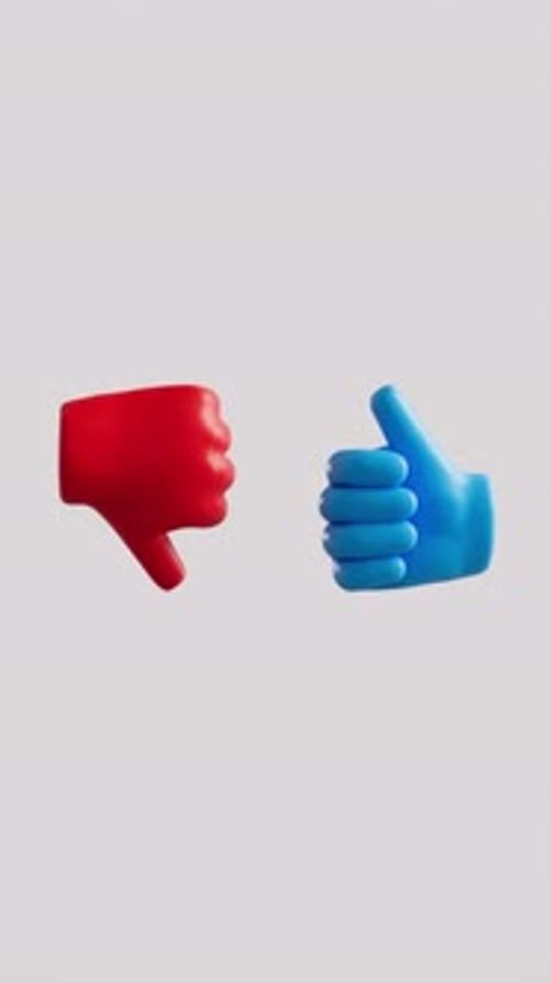 Modern 3D Thumbs Up Down Like Dislike Social Media Reaction