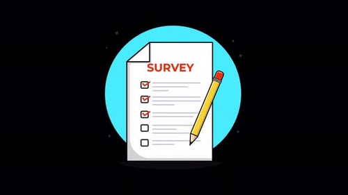 Animated Survey Form Checklist with Pencil Checking Items