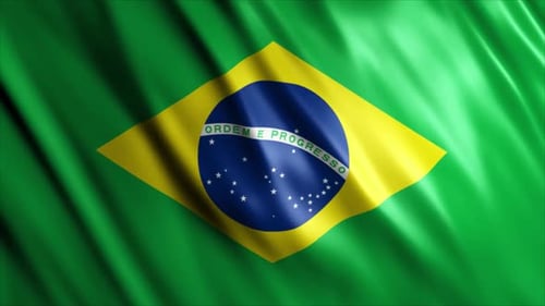 Brazilian Flag Waving Seamless Loop Animation