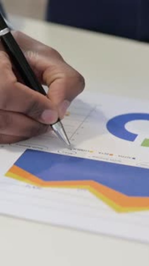 African Businessman Working on Documents, Close up, Vertical Video