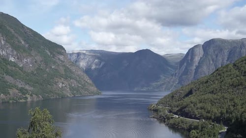 Scenic view of Aurlandsfjord in Norway