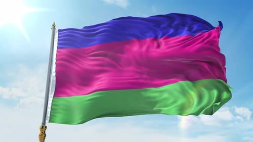 Blue Pink Green Waving Flag Seamless Loop