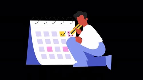 Animated Flat Design Illustration of Schedule Management