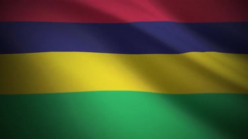 Mauritius National Flag Waving in the Wind