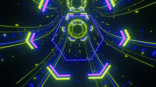 Futuristic Neon Digital Tunnel Loop Background