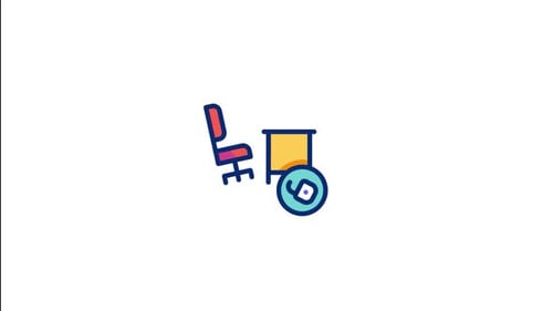 Dynamic Flat Design Office Work Icon Animations