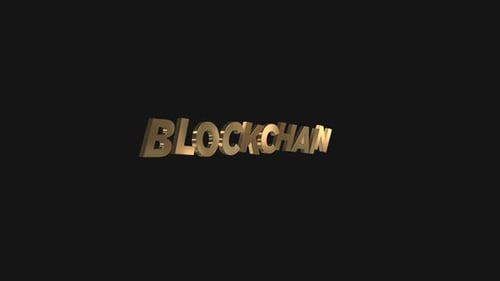 Blockchain 3D Text Gold-Alphakanal