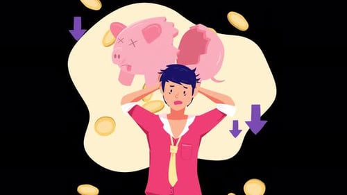 person loses money and savings - economic crisis