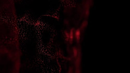 Digital Flowing Red Particles Wave Abstract Background