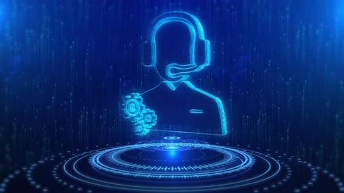 Futuristic Digital Customer Support Agent Icon Loop