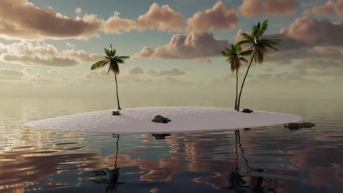 Tropical island with palm trees in the sea