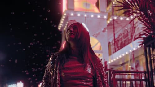 Beautiful Model in a Amusement Park